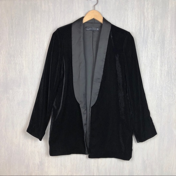 Zara Jackets & Blazers - Zara black velvet open front blazer S